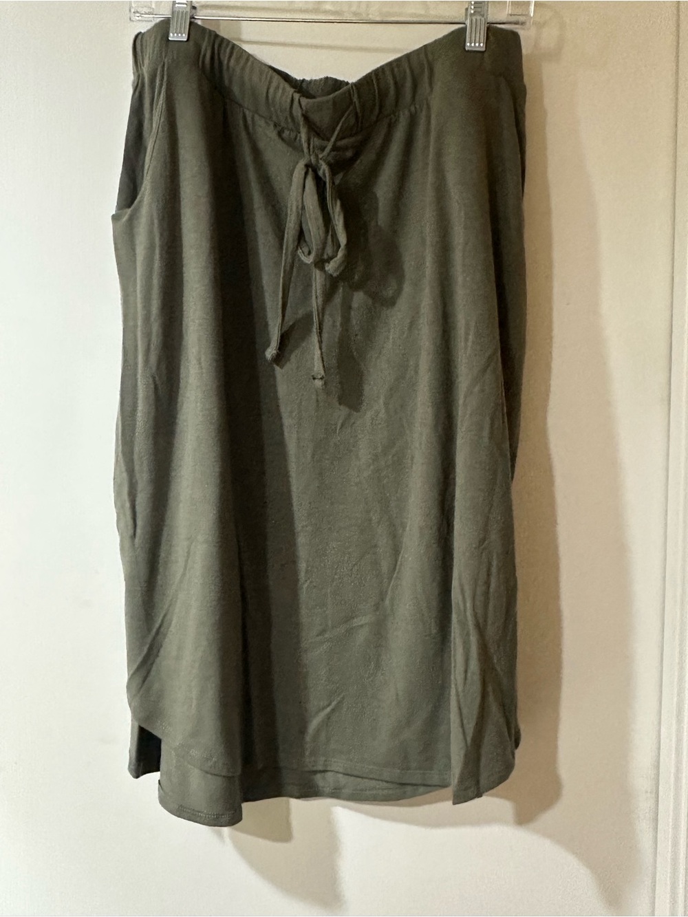 Zenana Outfitters Light Olive Green Drawstring Midi Skirt